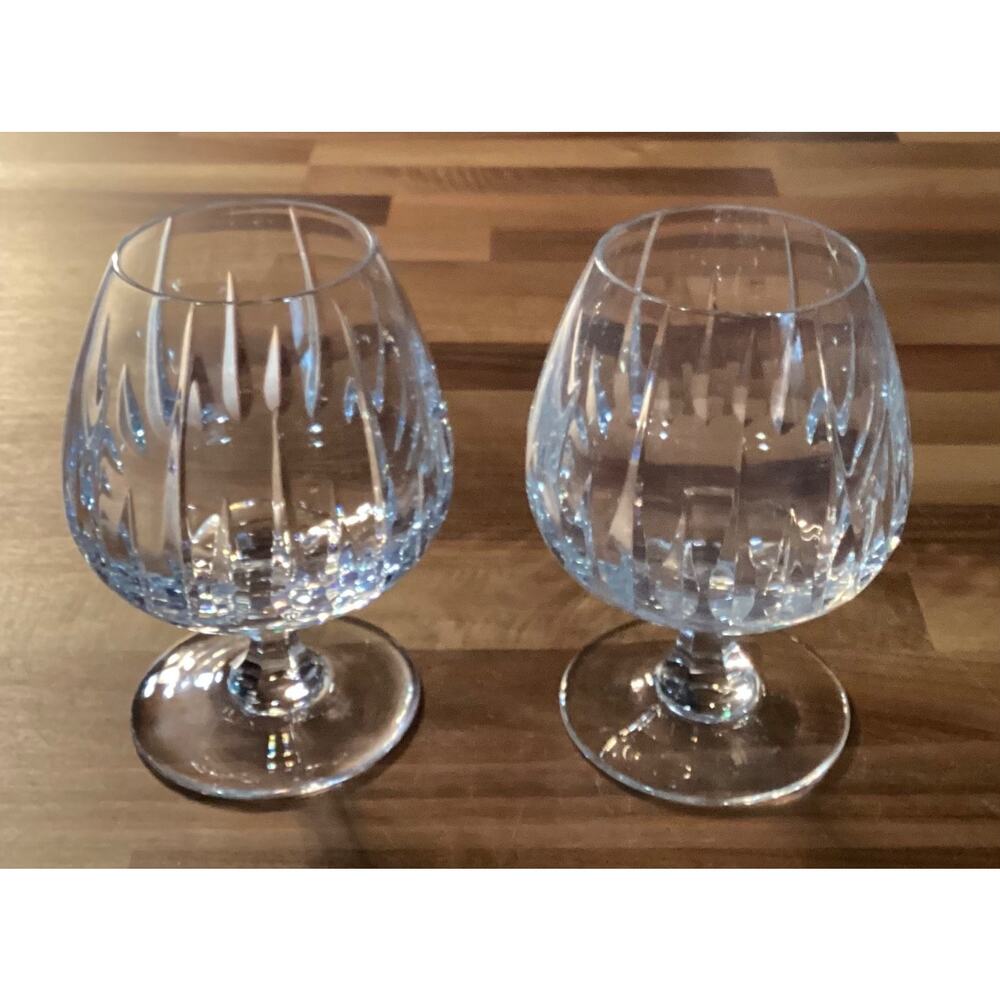 Mikasa Arctic Lights Vertical Cut Crystal Brandy Glass Snifters 5.75” Set of 2